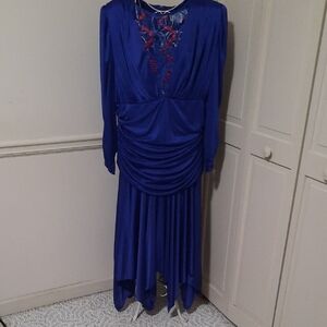 Filigree Royal Blue Long Sleeve Dress